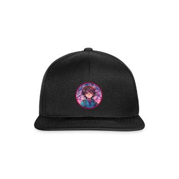 VHS-Sammlung Anime Boy Vaporwave Retro - Snapback Cap - Schwarz/Schwarz - Vorne