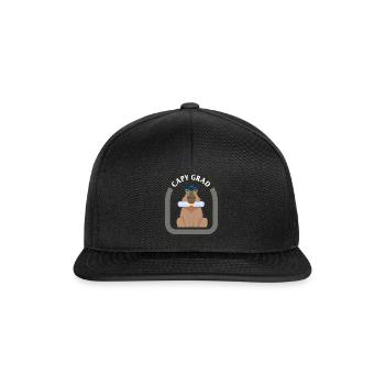 Capybara Shirt, Capy Grad Tee, Gift For Student - Snapback Cap - black/black - Front