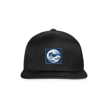 Waves Ocean Serenity Minimalistische Kopie - Snapback Cap - Schwarz/Schwarz - Vorne
