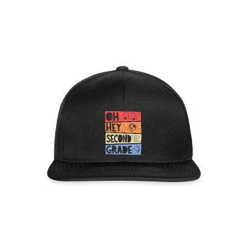 Oh Hey 2nd Grade Retro Elementary School Girl Boy - Snapback Cap - black/black - Front