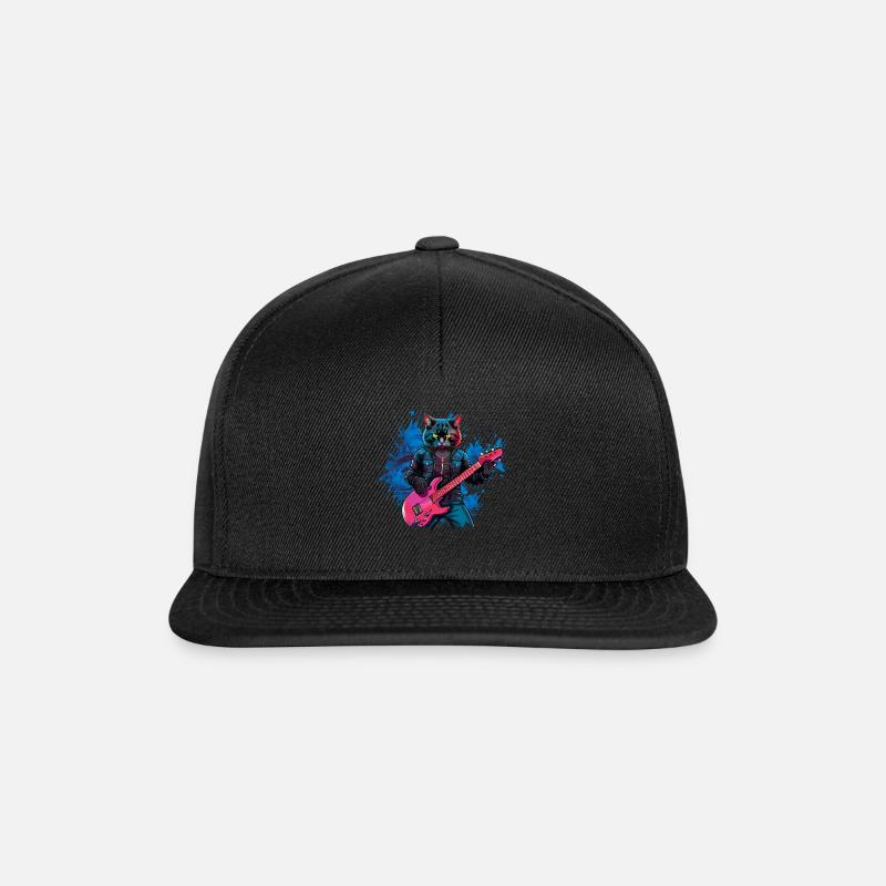 Chat jouant de la guitare acoustique Instruments Rocker - Casquette snapback - noir/noir