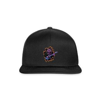 Cat Playing Acoustic Guitar Instruments Rock Band - Snapback Cap - black/black - Front