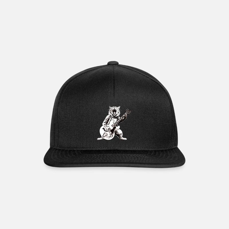 Rocker Cat spielt Gitarreninstrumente Awesome - Snapback Cap - Schwarz/Schwarz