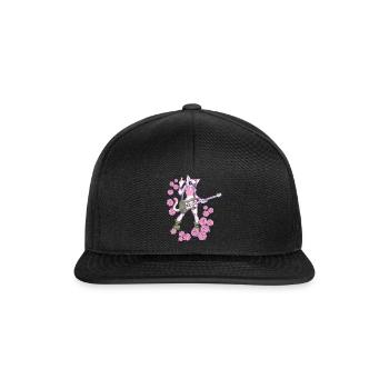 Musician Cat Plays Guitar Instruments Rock Metal - Snapback Cap - black/black - Front