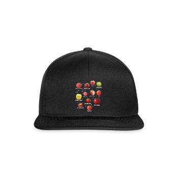 Coole Apfelsorten Verschiedene Äpfel Obst - Snapback Cap - Schwarz/Schwarz - Vorne