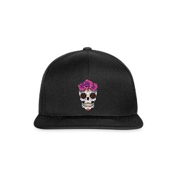Rose Floral Muertos Tag Des Toten Halloween - Snapback Cap - Schwarz/Schwarz - Vorne