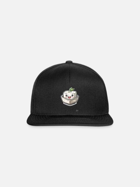 Kawaii Glücklicher Tofu - Snapback Cap - Schwarz/Schwarz