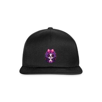 Fee Calavera Muertos Tag der Toten Halloween - Snapback Cap - Schwarz/Schwarz - Vorne