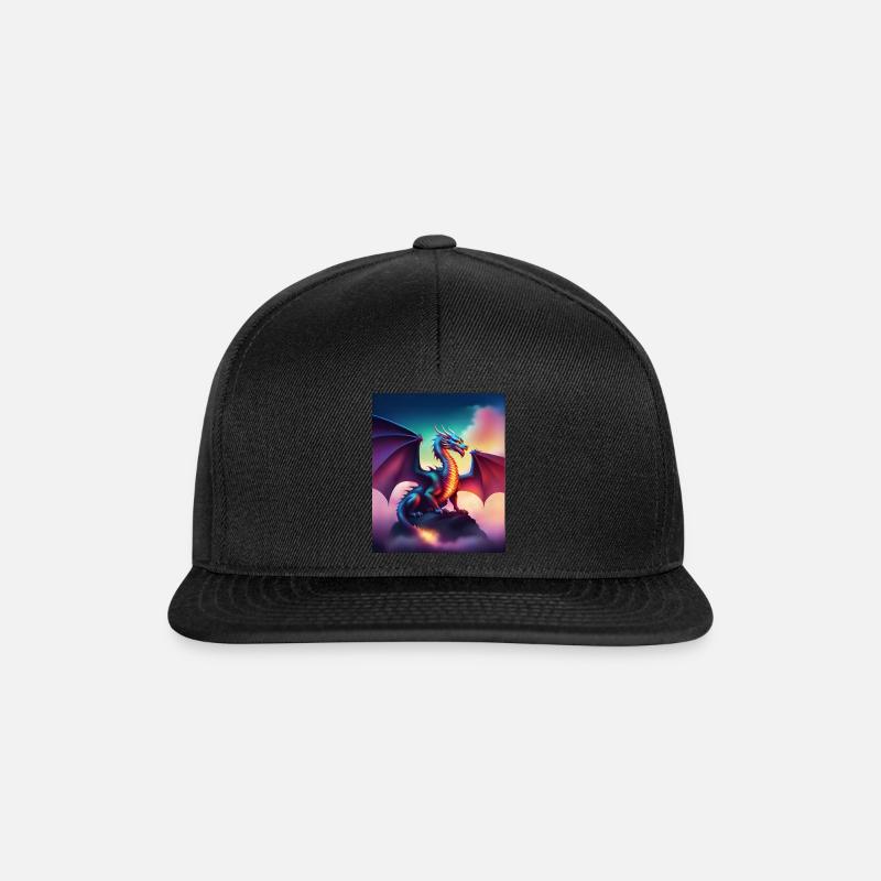 Drache auf einer Klippe - Snapback Cap - Schwarz/Schwarz