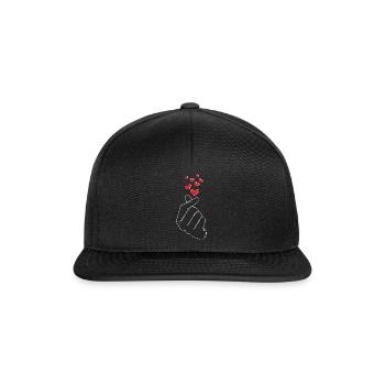 Herzhand Geste Liebe Rot Herz Symbolik - Snapback Cap - Schwarz/Schwarz - Vorne
