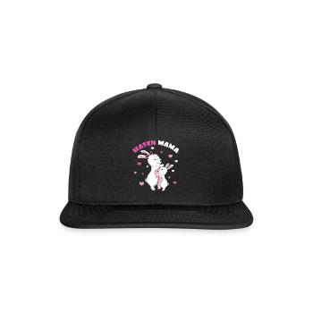 Hasen Mama Liebevolle Umarmung - Snapback Cap - Schwarz/Schwarz - Vorne