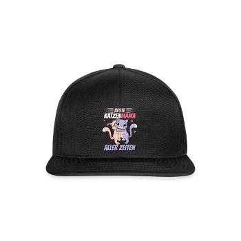 Beste Katzenmama Aller Zeiten Lustige Katzen - Snapback Cap - Schwarz/Schwarz - Vorne