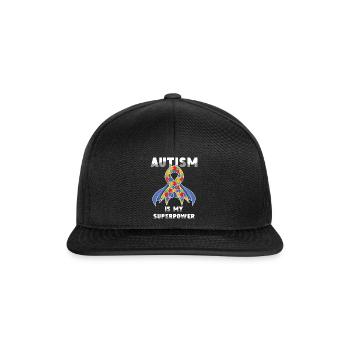 Autism is my superpower band - Snapback Cap - black/black - Front