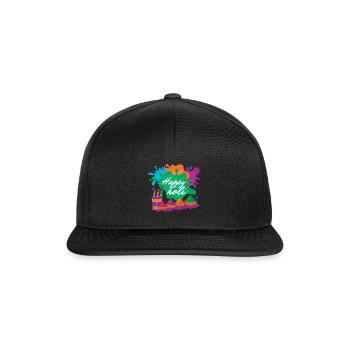 Holi Festival Farbenfrohes Happy Holi Erlebnis - Snapback Cap - Schwarz/Schwarz - Vorne