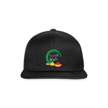 Happy Holi Festival Farbpulver Freude - Snapback Cap - Schwarz/Schwarz - Vorne
