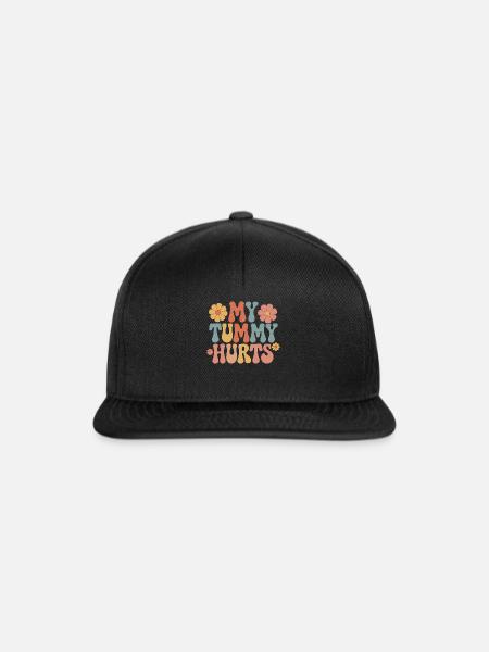 Bauchweh Lustiges Blümchen Design - Snapback Cap - Schwarz/Schwarz