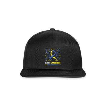 Down Syndrom Bewusstsein Mit Herzblumen - Snapback Cap - Schwarz/Schwarz - Vorne
