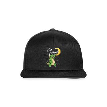 Eid Mubarak Dinosaur with Crescent Moon and Confetti - Snapback Cap - black/black - Front