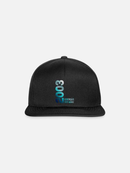 Legendär Seit März 2003 März 2003 Geburtstag 2003 - Snapback Cap - Schwarz/Schwarz