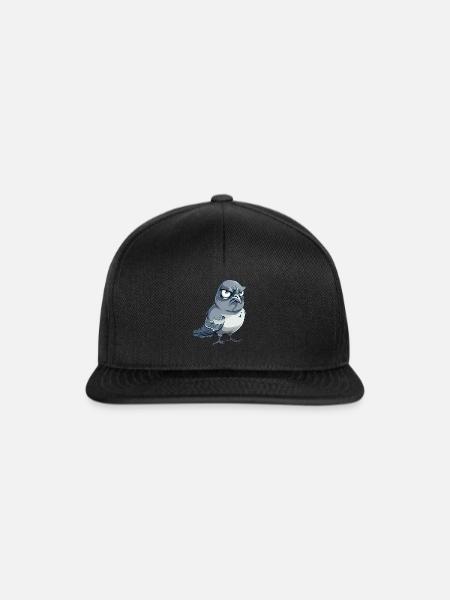Grummelige Taube Comic-Stil - Snapback Cap - Schwarz/Schwarz