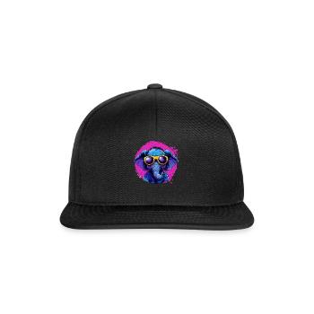 Cooler Elefant in Sonnenbrille - Snapback Cap - Schwarz/Schwarz - Vorne