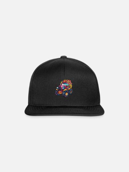 Süßer Blumen Traktor - Snapback Cap - Schwarz/Schwarz