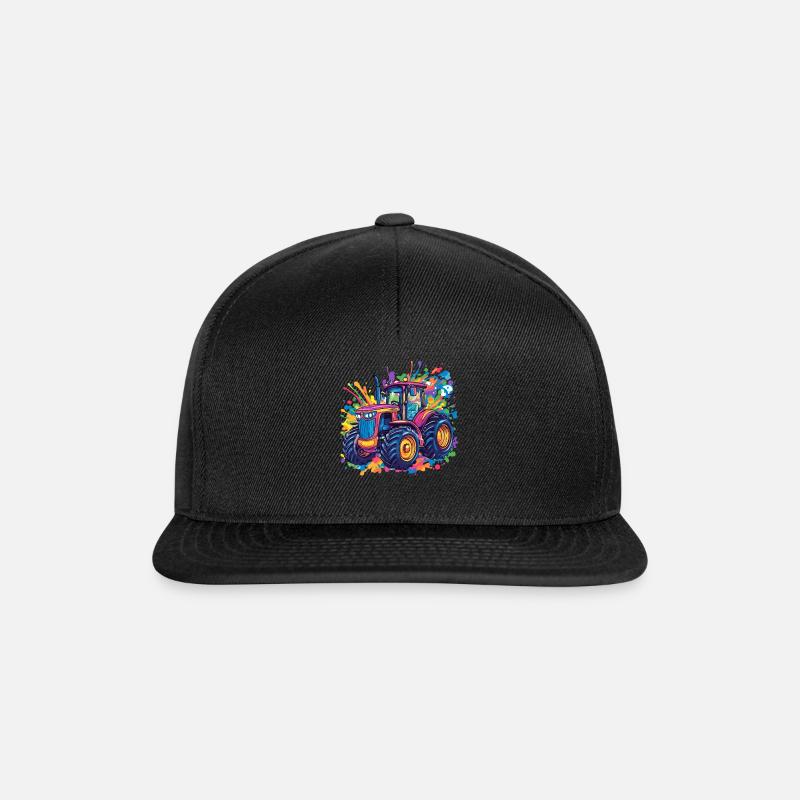 Bunter Traktor Splash - Snapback Cap - Schwarz/Schwarz