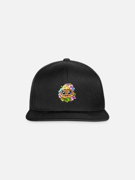 Fröhliche Blumen Waffel - Snapback Cap - Schwarz/Schwarz