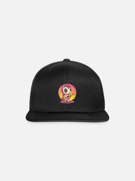 Pony mit Gitarre - Snapback Cap - Schwarz/Schwarz