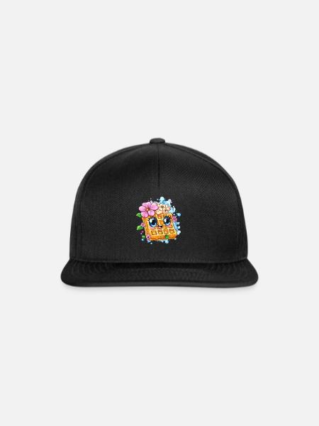 Waffel mit Blütenfreude - Snapback Cap - Schwarz/Schwarz