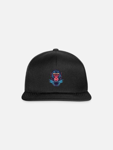 Mandrill Affe im Wasser - Snapback Cap - Schwarz/Schwarz