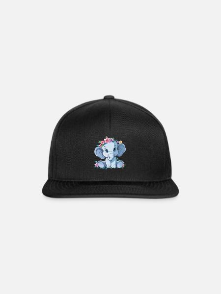 Blumenbaby Elefant - Snapback Cap - Schwarz/Schwarz