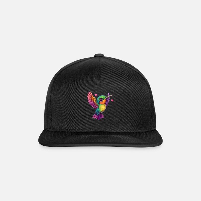 Kolibri mit Herzchen - Snapback Cap - Schwarz/Schwarz