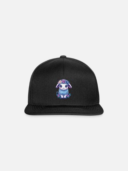Schaf mit Blumen - Snapback Cap - Schwarz/Schwarz
