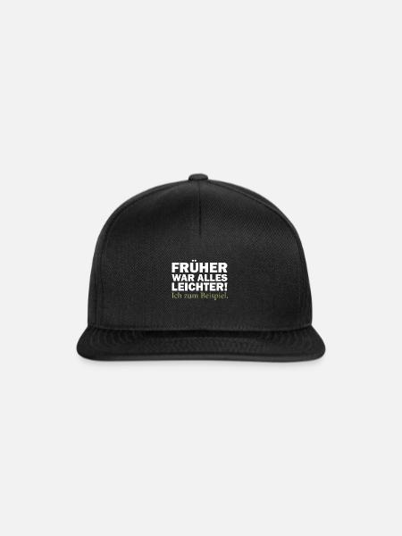 Früher war alles leichter, lustiger Spruch, Humor - Snapback Cap - Schwarz/Schwarz
