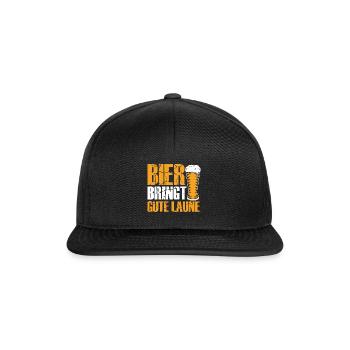 Bier bringt gute Laune, Humor, Spaß, Fun, Genuss, - Snapback Cap - Schwarz/Schwarz - Vorne