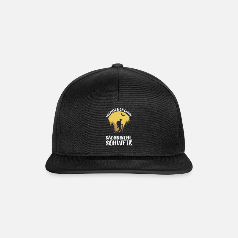 Sächsische Schweiz Bastei Wandern Sachsen Geschenk - Snapback Cap - Schwarz/Schwarz