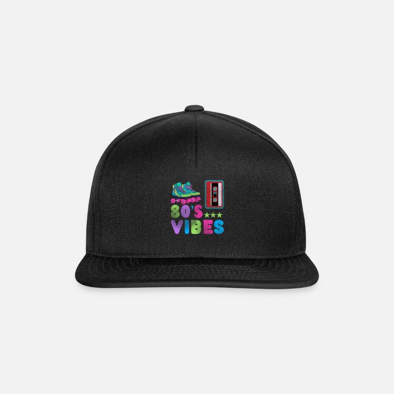 80er Jahre - Snapback Cap - Schwarz/Schwarz