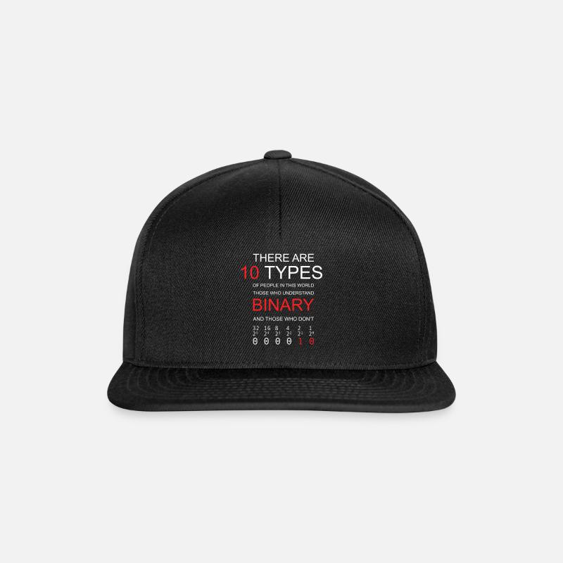 10 TYPES OF PEOPLE BINARY Programmierer Witz Funny - Snapback Cap - Schwarz/Schwarz