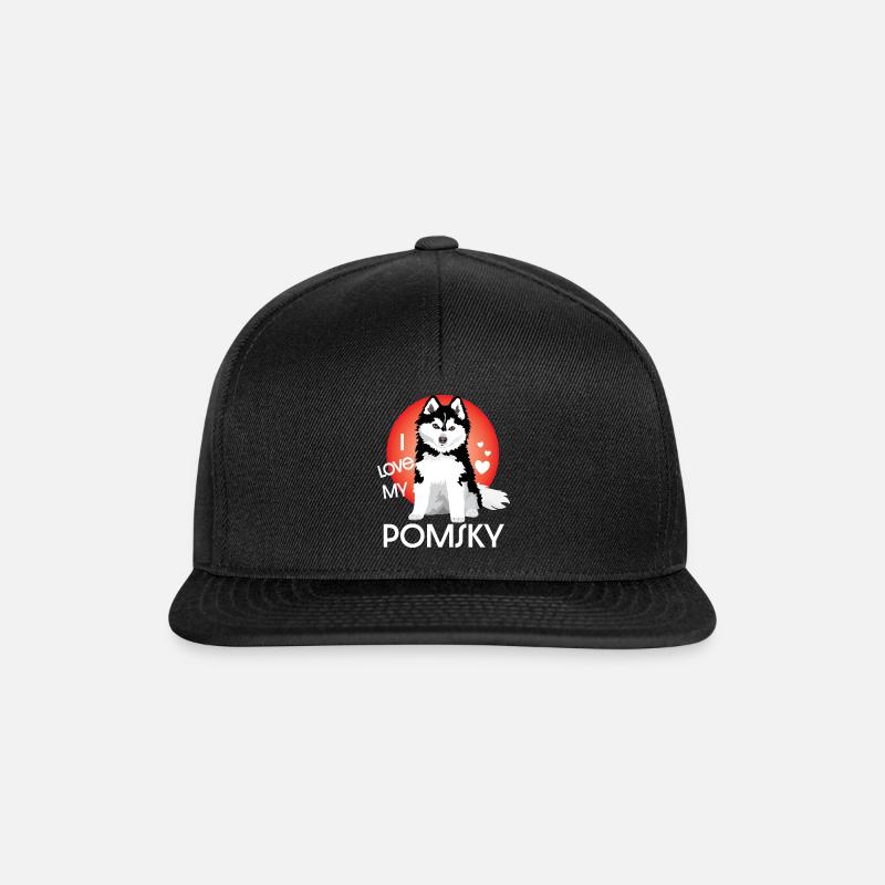 doux chien Pomsky, j’adore mon Pomsky - Casquette snapback - noir/noir