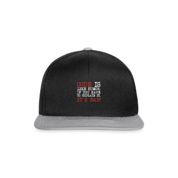 Code Explanation Coder Engineer Software Developer - Snapback Cap - black/grey - Front