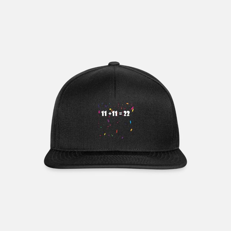 11 + 11 = 22 HELAU! *Karneval* Design - Snapback Cap - Schwarz/Schwarz