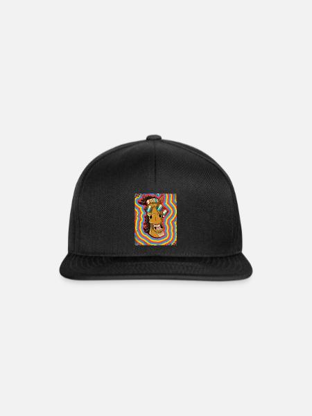 Hippie Pferd Psychedelisch Trippy - Snapback Cap - Schwarz/Schwarz