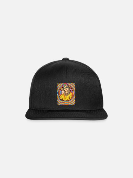Hippie Frau Psychedelisch Trippy - Snapback Cap - Schwarz/Schwarz