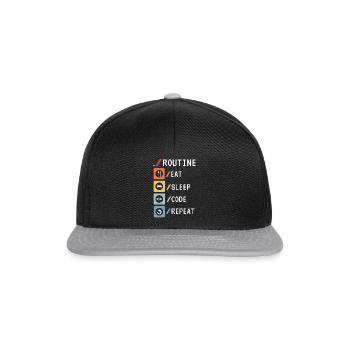 Routine Eat Sleep Code Repeat Developer Coder - Casquette snapback - noir/gris - Devant