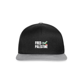 Free Palestine Palästina Frieden - Snapback Cap - Schwarz/Grau - Vorne