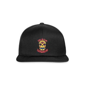 Dia de los Muertos - Sugar Skull Schädel Totenkopf - Snapback Cap - Schwarz/Schwarz - Vorne