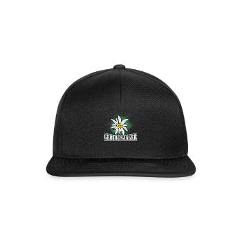 Gebirgsjäger Distel Wappen - Snapback Cap - Schwarz/Schwarz - Vorne
