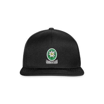 Gebirgsjäger Distel Wappen - Snapback Cap - Schwarz/Schwarz - Vorne