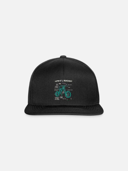 Anatomie eines Mountainbike-Downhill-Bikes - Snapback Cap - Schwarz/Schwarz